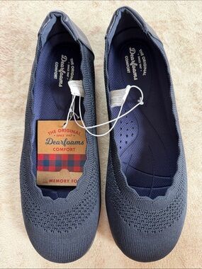 dearfoams Navy Knit Misty Ballet Flats